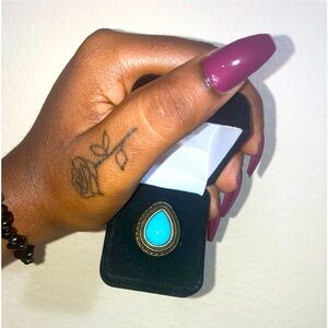 Pear blue marble ring